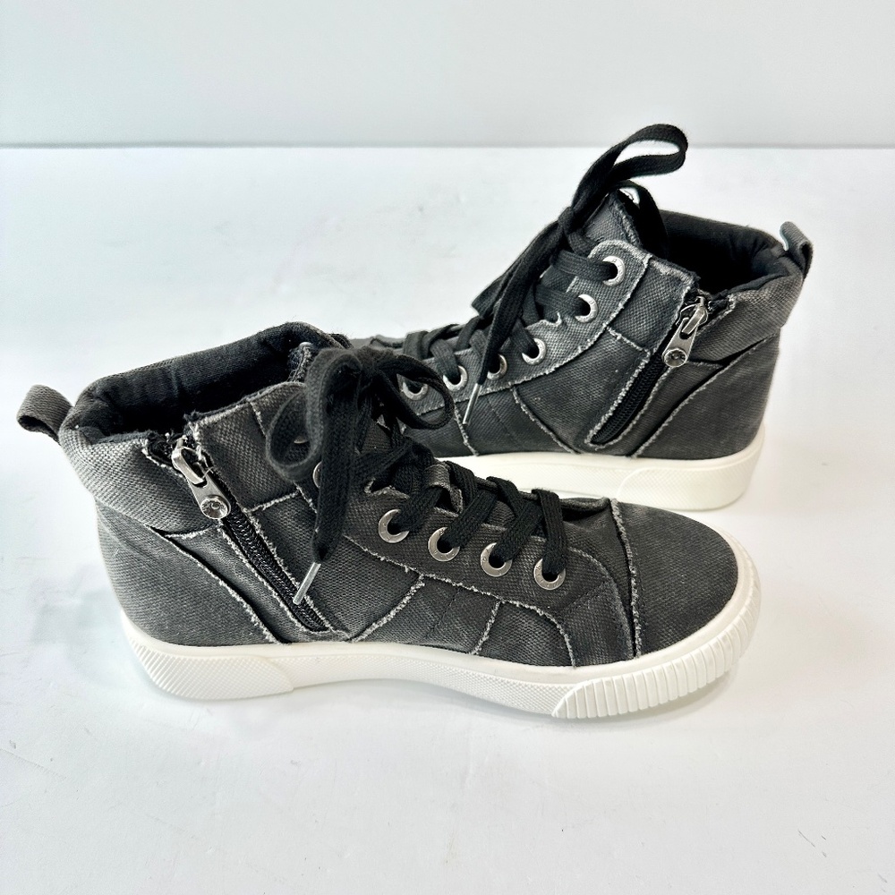 Blowfish Malibu Corrine Women's High-Top Sneakers Size 5.5 Washed Gray Zip-Up - Picture 3 of 14